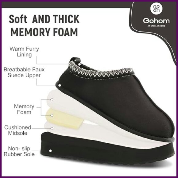 Fleece Lined Platform Slippers Women's Anti-Slip Booties Winter Warm - Picture 7 of 8